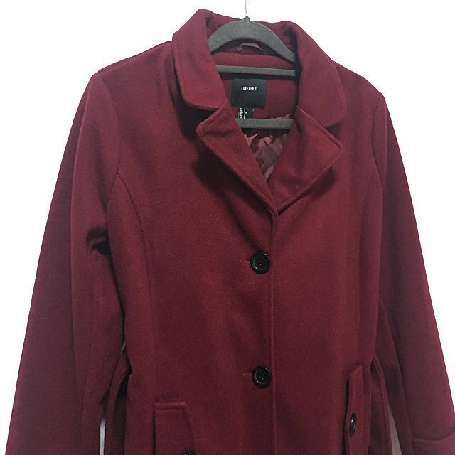 Forever 21 Trench Coat Wine Red Women s Fashion Coats Jackets