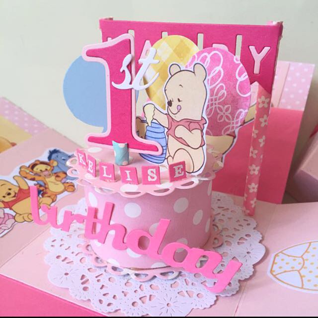 Happy Birthday Winnie The Pooh Bear Handmade Explosion Box Card Design Craft Handmade Craft On Carousell
