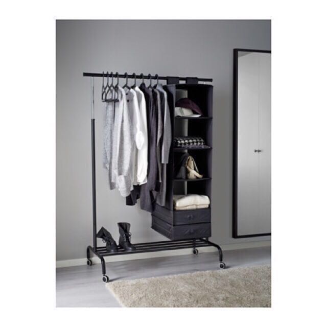 Ikea Rigga Clothes Rack Adjustable Height Black Home