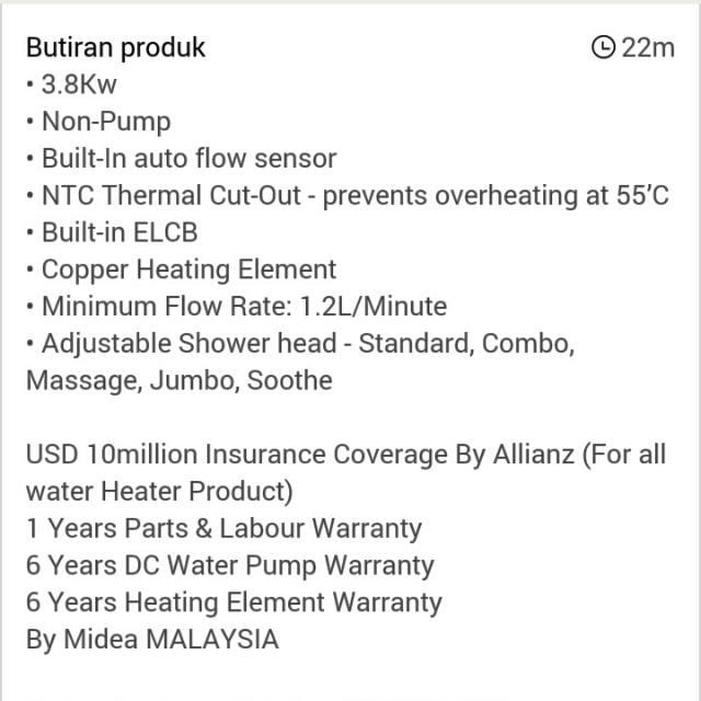 MIDEA WATER HEATER, TV & Home Appliances, Kitchen Appliances, Water ...