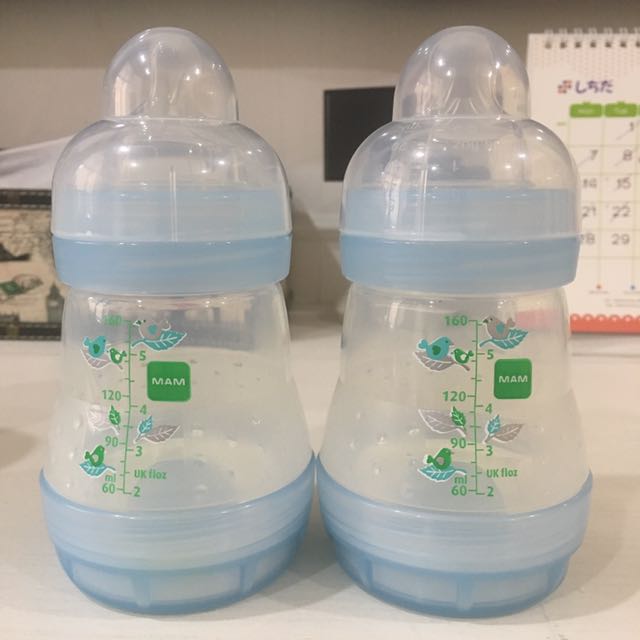 Preloved MAM Anticolic Milk Bottles, 160ml, Babies & Kids, Nursing