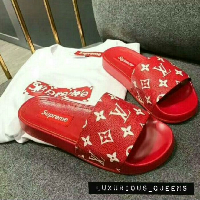 supreme x louis vuitton flip flops