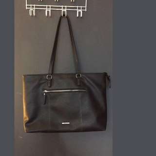 Black leather Roots tote bag/laptop carrier