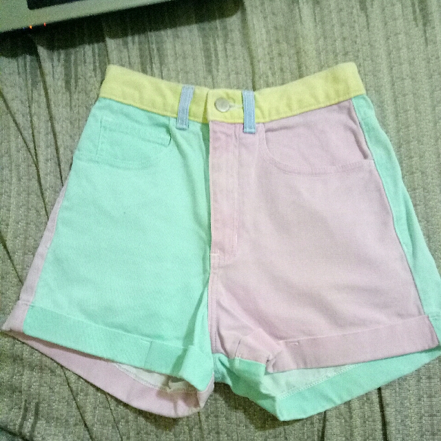 American apparel shop color block shorts