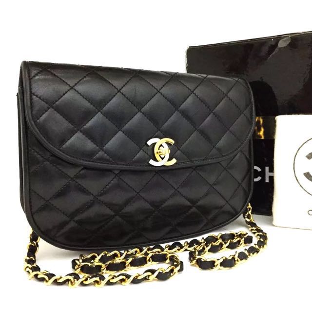 COMING TO YOU: Authentic Chanel RARE Half Moon Flap Bag with 24K