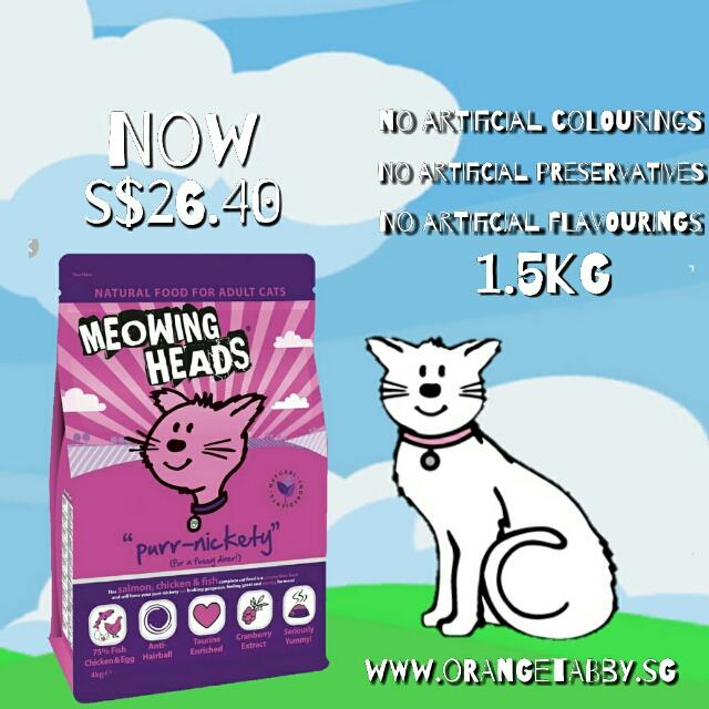 Meowing Heads Purr Nickety Salmon Chicken Dry Cat Food 1 5kg