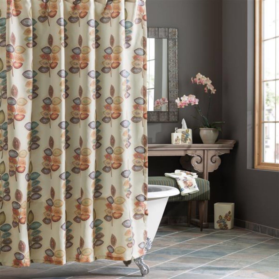 Move Out Brand New Croscill Mosaic Leaves Shower Curtain Photo