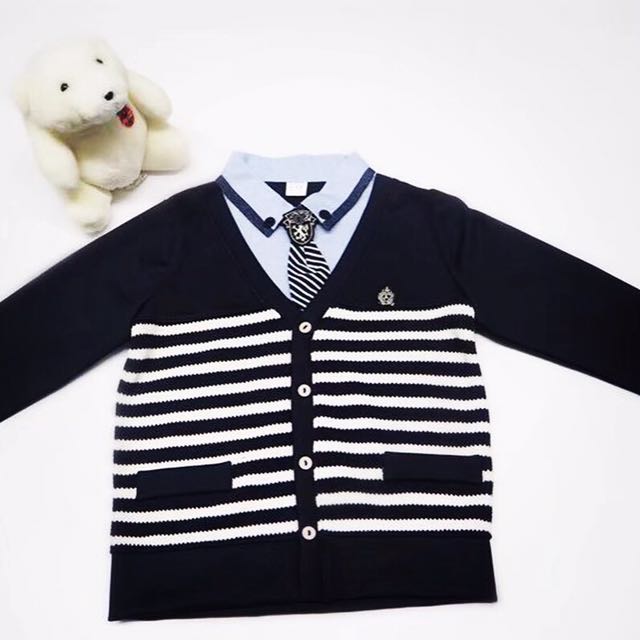 Korean Business Casual Tow Piece Shirt With Tie Babies Kids
