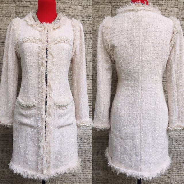 Chanel Inspired Tweed Trench Coat Women S Fashion Clothes On Carousell