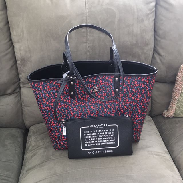 Coach Reversible City Tote In Ranch Floral Black Print Coated Canvas Women s Fashion Bags Wallets Tote Bags on Carousell