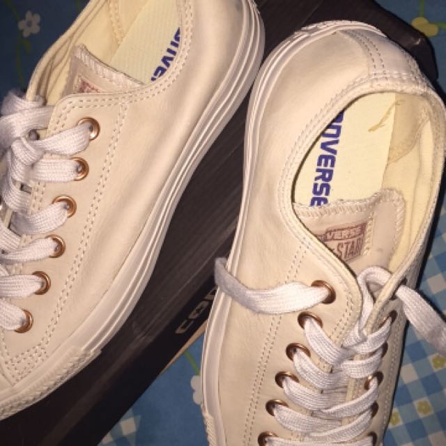 Cream and best sale rose gold converse