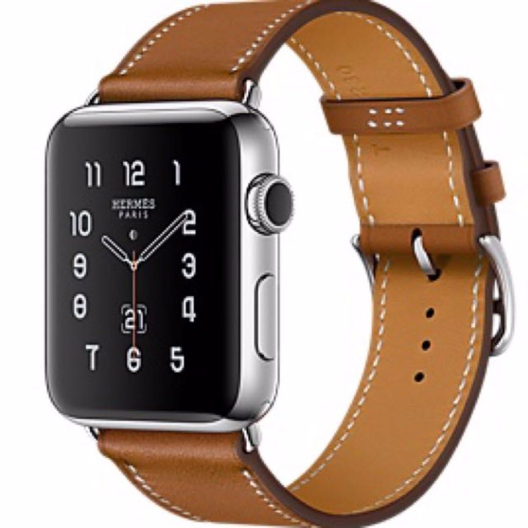 Hermes Apple Watch 38mm Stainless Steel Case with Fauve Barenia Leather