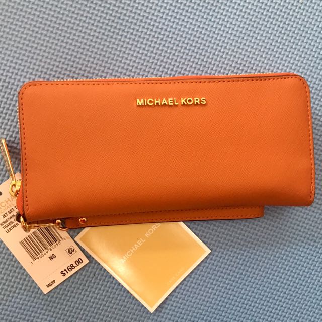 MK Jet Set wallet (orange \u0026 plum 