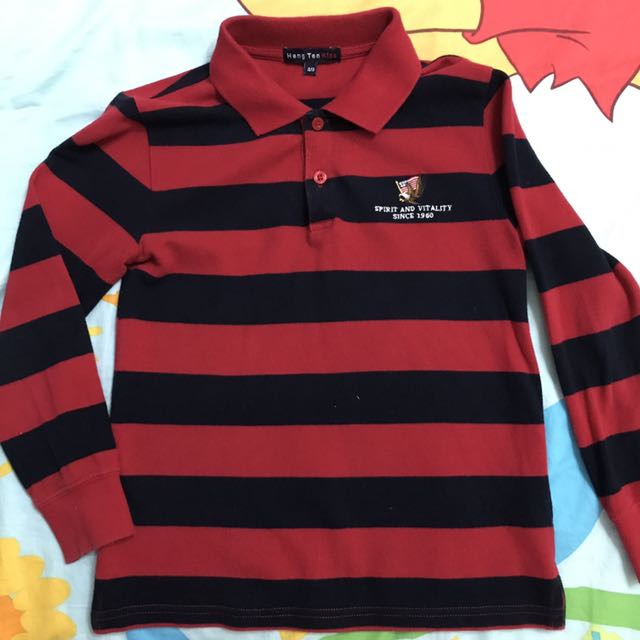 boys red and black striped shirt