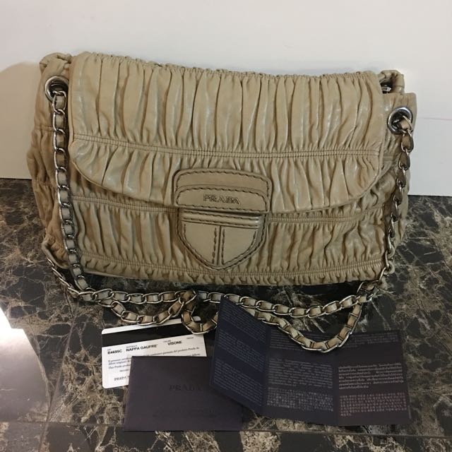 Prada nappa gaufre 2025 leather chain flap bag
