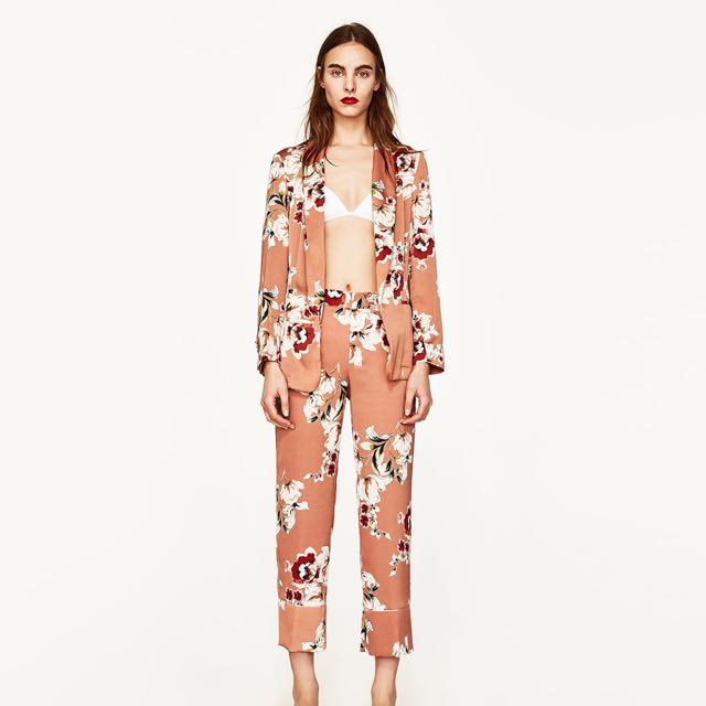 zara floral suit
