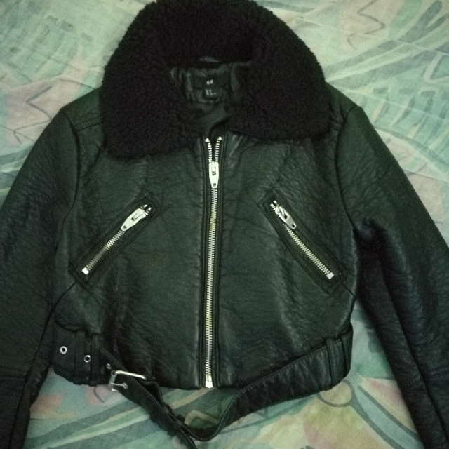 H&M Leather Half Jacket, Women's Fashion, Coats, Jackets and Outerwear ...