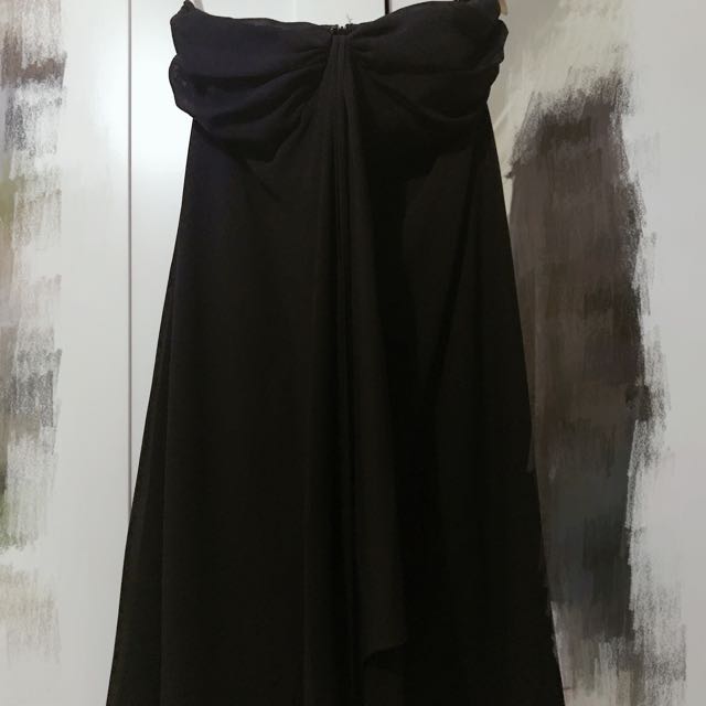 black strapless gown