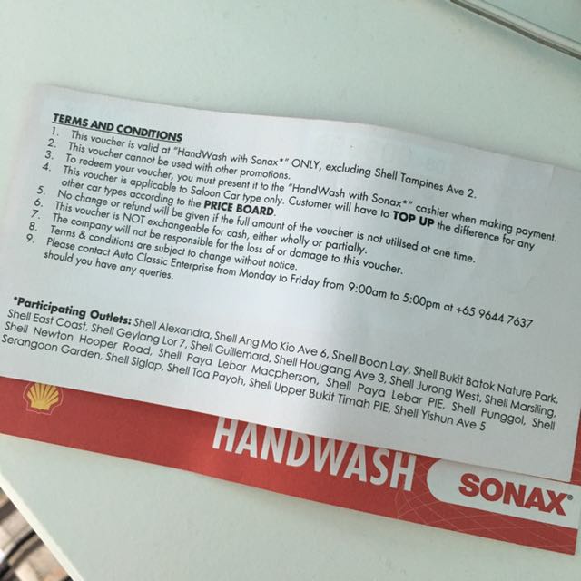 Shell Car Wash Voucher, Tickets & Vouchers, Vouchers on Carousell