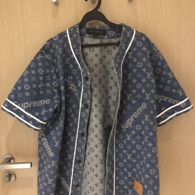 Supreme x Louis Vuitton LV All Over Monogram Denim Baseball Jersey