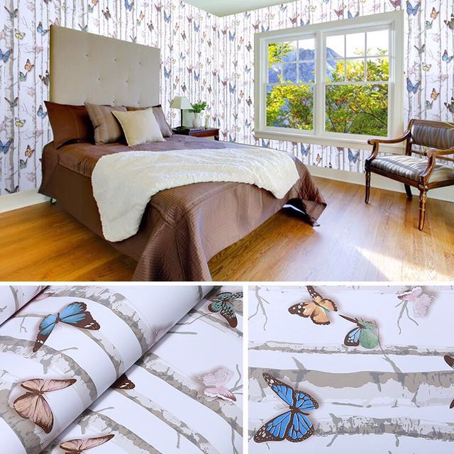 Promo Self Adhesive Butterfly Wallpaper Furniture Home Decor