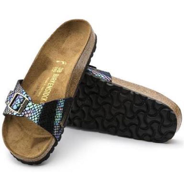 birkenstock shiny snake black multicolor