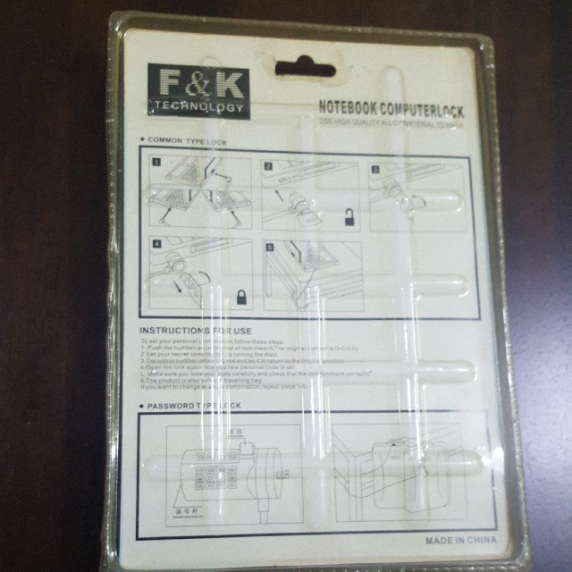 notebook keylock (Category: Stationery & School Supplies) located in Singapore. Submitted by GUESS (Listing ID 126944665, Image 2). Description: Notebook computerlock New unit 2 set of keys.