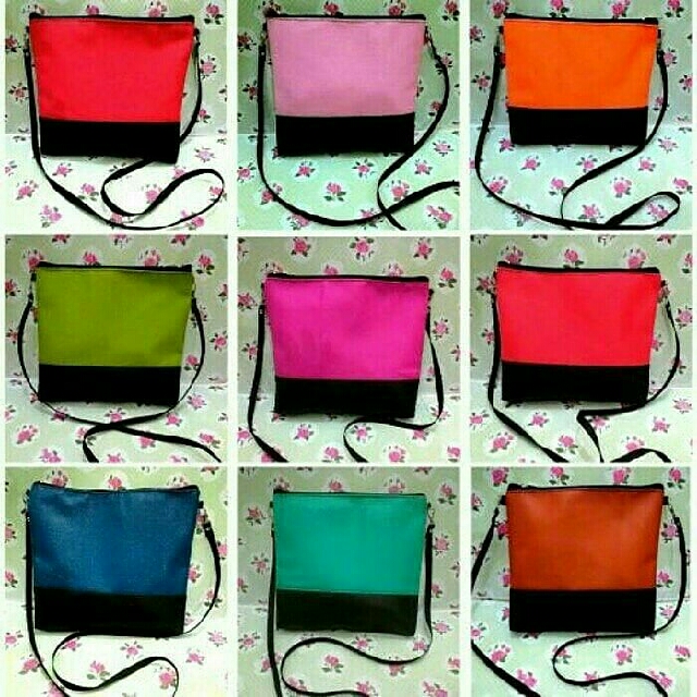 Slingbag Twotone Sling Bag Polos Tas Selempang Tali Biasa Olshop Fashion Olshop Wanita Di Carousell