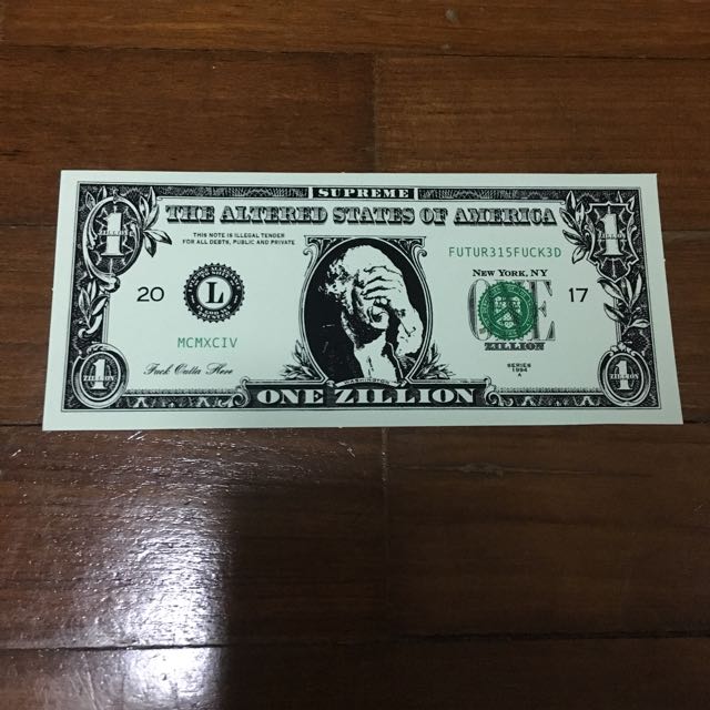 supreme dollar sticker