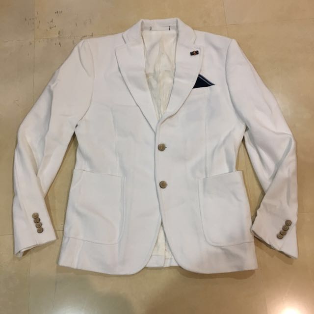 White blazer on sale gold buttons