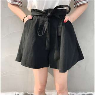 🎀全新黑色寬鬆綁帶褲裙