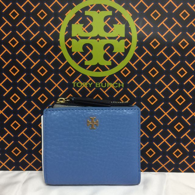 Tory Burch - Robinson Navy Blue Saffiano Leather Flap Wallet
