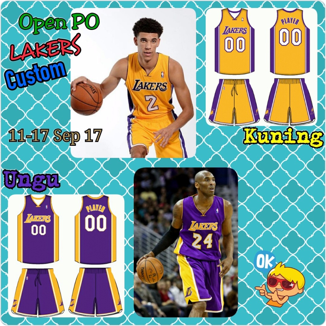 Open PO Jersey Basket Anak2 Dewasa Custom LAKERS Kuning Ungu