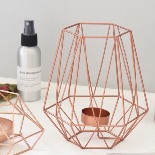 Yourstalkmarket Rose Gold Geometric Candle Holder Flower Vase Design Craft Others On Carousell