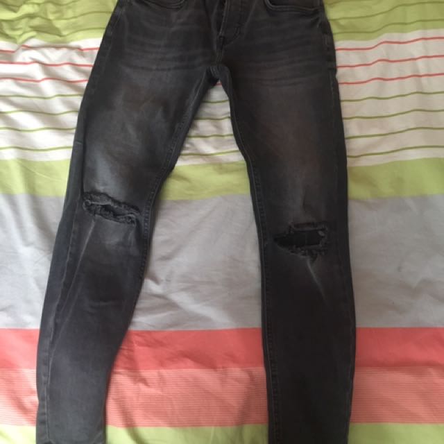 black ripped jeans mens zara