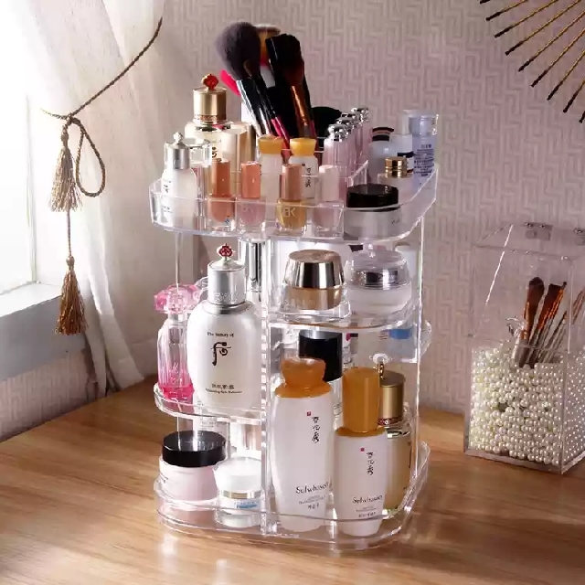 360 Degree Rotating Acrylic Makeup Organizer Home Furniture