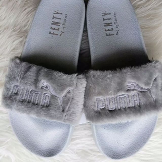 grey fenty puma slides