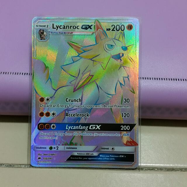 Lycanroc GX Rainbow Pokemon Card, Hobbies & Toys, Toys & Games on Carousell