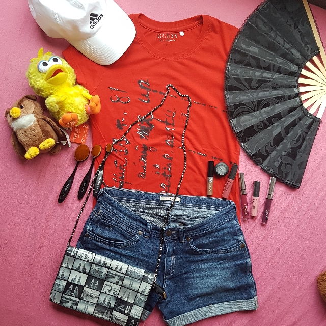 Red Guess Shirt, Women's Fashion, Tops, Shirts on Carousell