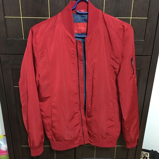 zara red bomber jacket