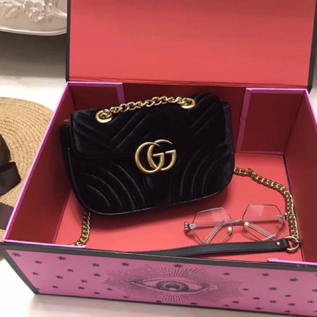 GUCCI SLING BAG VELVET, Luxury, Bags & Wallets on Carousell