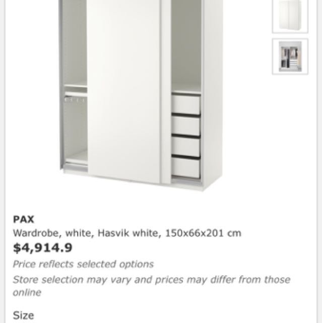 Used Ikea Pax White Wardrobe Home Furniture Furniture On Carousell