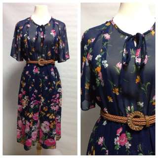 Vintage Dress - Blue Floral
