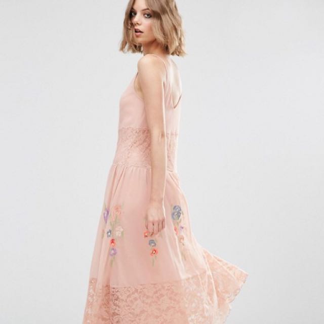 ASOS PREMIUM Maxi Slip Dress With Neon 