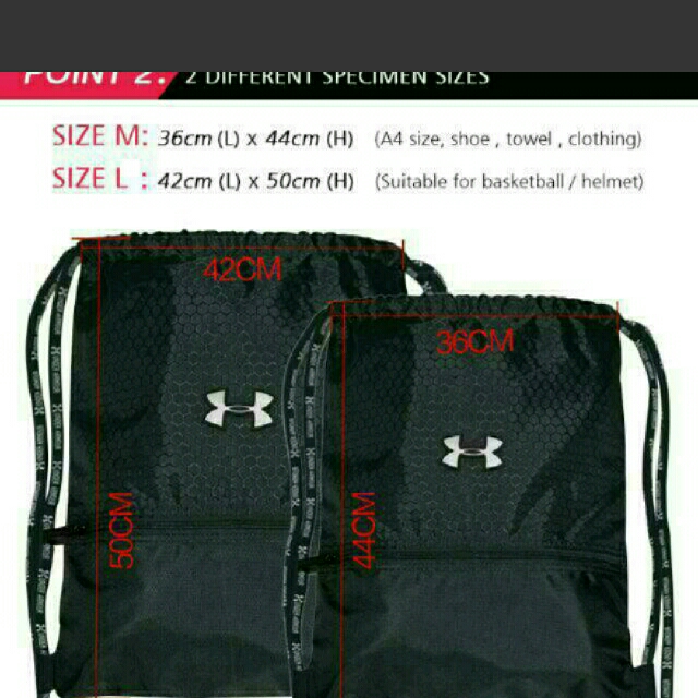 Brand New Under Armour Drawstring Bag Sports Backpack Travel