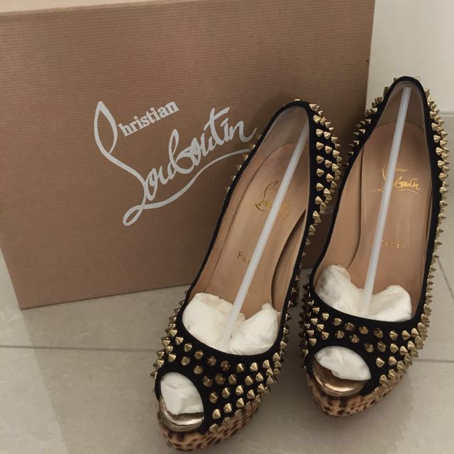 Christian Louboutin Lady Peep Spikes With Pony Hair Women s