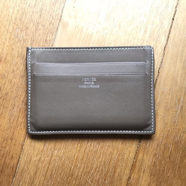 Hermès Hermès Calvi Goatskin Card Holder-Etoupe (Wallets and Small