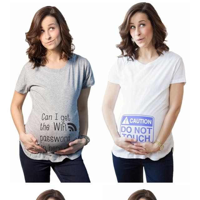Summer Maternity Funny Baby Peeking Out T Shirts Black Pregnant