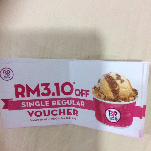 Baskin Robbins Voucher, Tickets & Vouchers, Vouchers on Carousell