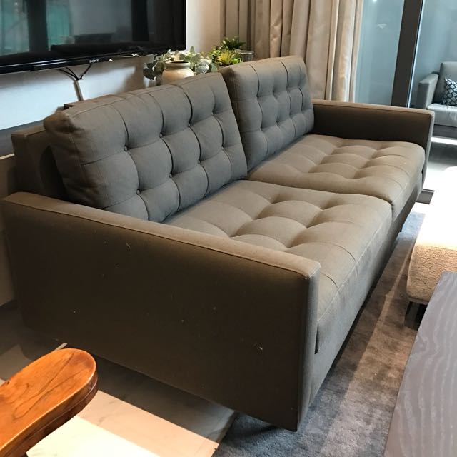 Crate And Barrel Petrie Sofa In Charcoal Excellent Condition